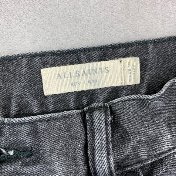 AllSaints Mens Pants 30x32 Gray Rex Slim Fit Soft Stretch Denim Jeans Distressed - Picture 5 of 11